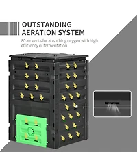 Outsunny 120 Gallon Compost Bin, Large Composter with 80 Vents,