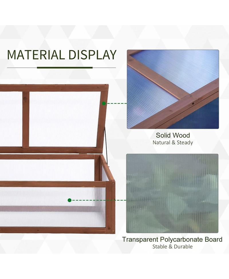 Outsunny 39" x 26" x 16" Wood Cold Frame