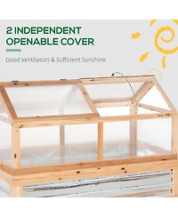 Outsunny Raised Garden Bed with house Wooden Cold Frame Natural