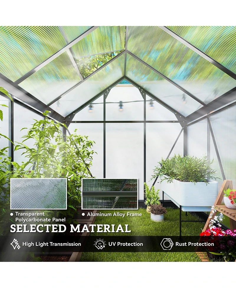 Outsunny 6' x 6' x 6.5' Large Polycarbonate Walk-in house,