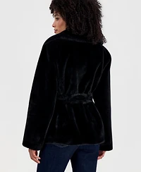Sebby Women's Faux-Fur Belted Lined Coat