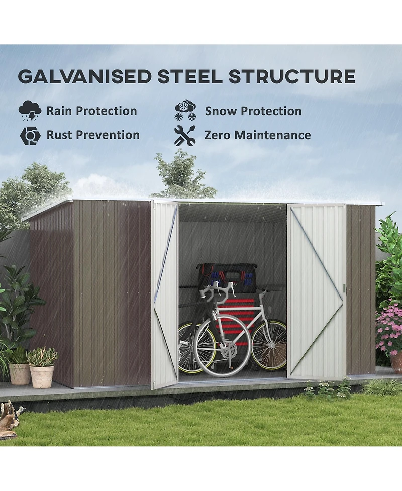 Outsunny 11.2' x 5.6' Metal Outdoor Storage Shed w/ Lock, Colde