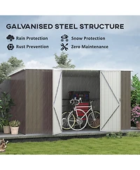 Outsunny 11.2' x 5.6' Metal Outdoor Storage Shed w/ Lock, Colde