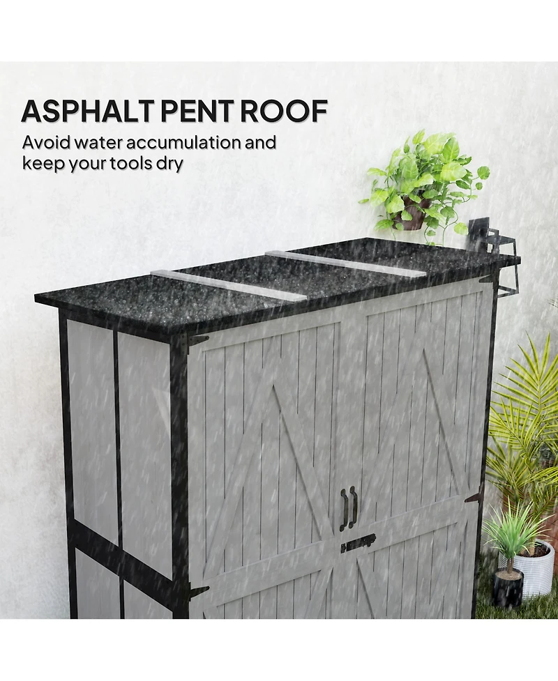 Outsunny Outdoor Storage Cabinet, Wood Garden Shed with 2 Shelves,