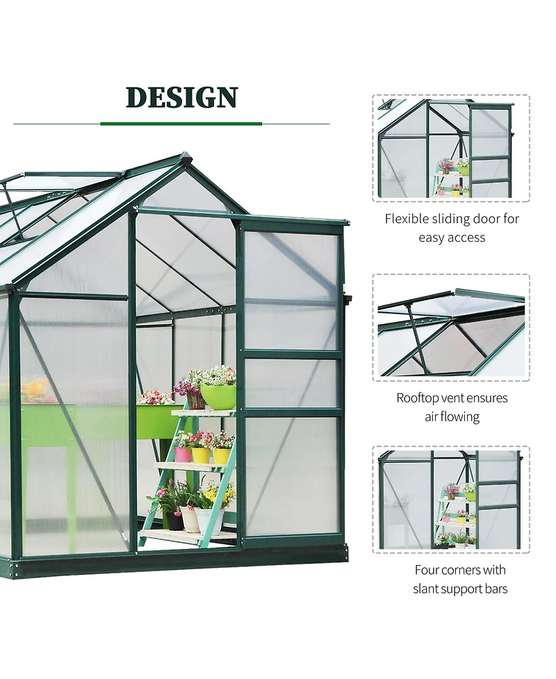 Outsunny 6' x 8' x 7' Large Polycarbonate Walk-in house,