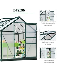 Outsunny 6' x 8' x 7' Large Polycarbonate Walk-in house,