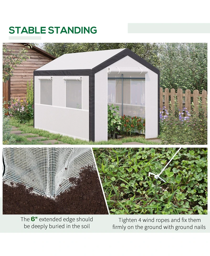 Outsunny 10' x 7' Walk-In Garden house with Roll-Up Door,