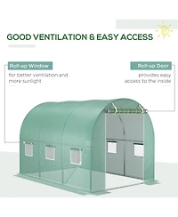 Outsunny Additional Hot House / Plant Nursery Cover & Tarp w/ Zipper Door Green