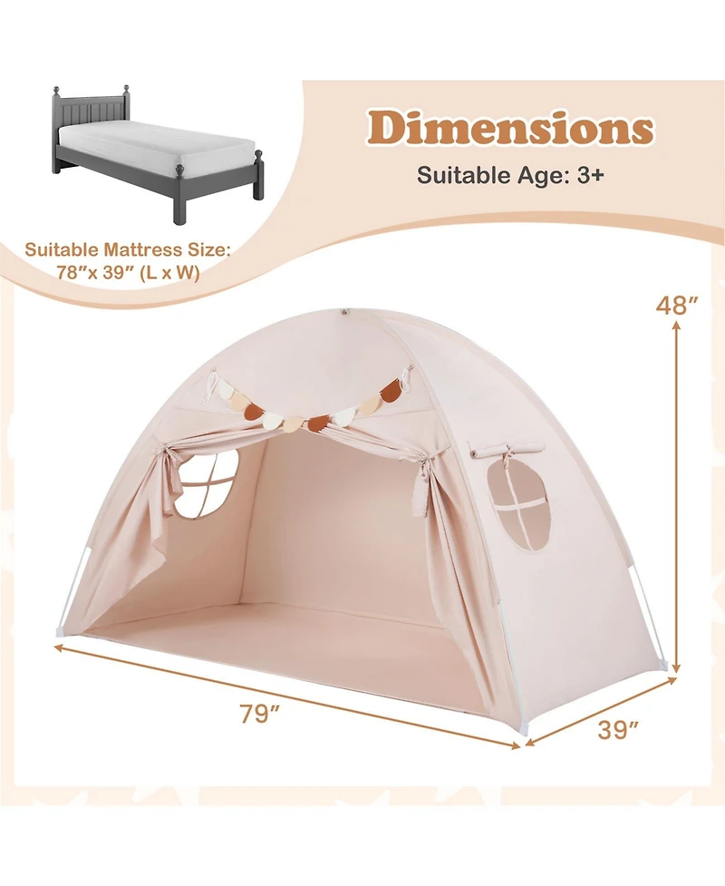 Slickblue Indoor Twin Kids Tent with Canopy and 2 Mesh Windows