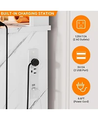 homfan Makeup Vanity with 3-Mode Led Mirror and Charging Outlets, Large Desk with 7 Drawers and Cabinet, Dressing Table and Stool Set for Bedroom