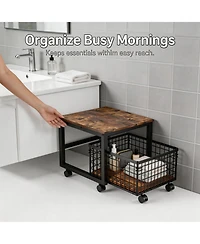 Homfan Heavy Duty Rolling Storage Cart with Drawer - Lockable Wheels, for Bathroom, Laundry Room