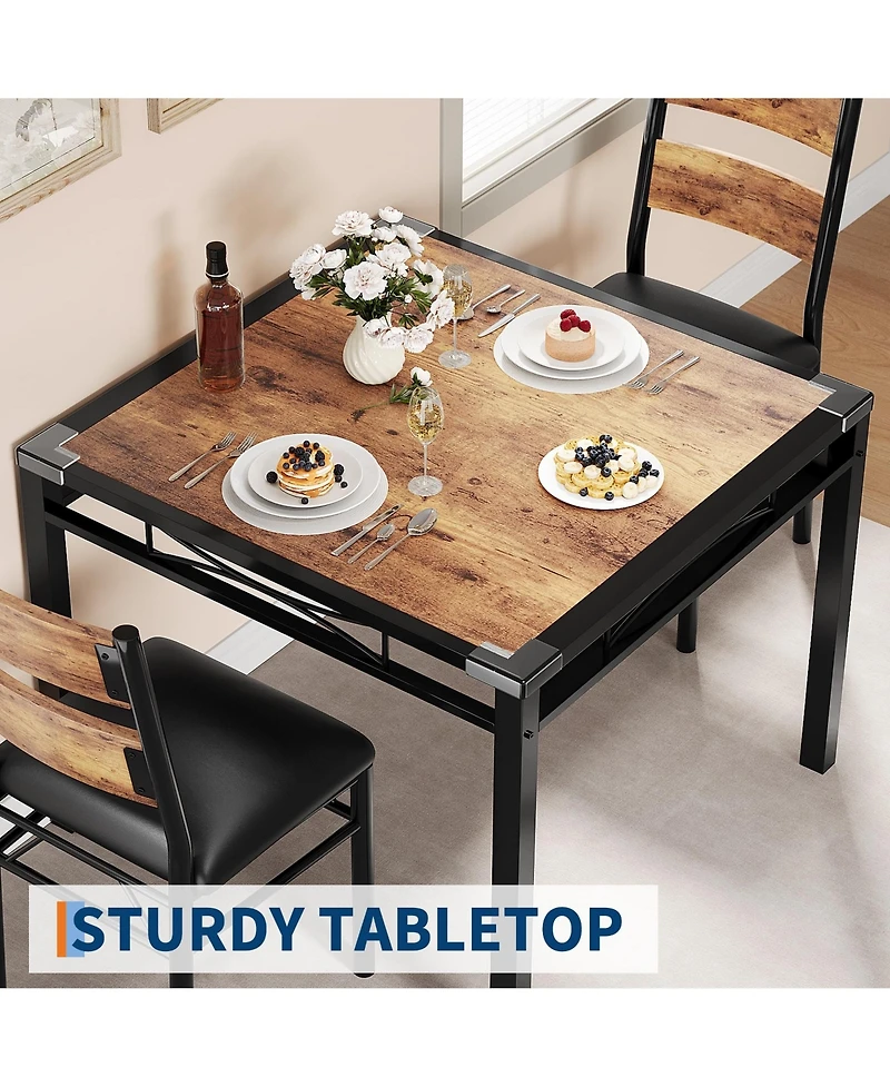 gaomon 2-Person Dining Table Set with Padded Chairs and Corner Guards