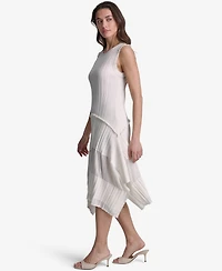Bcbg Women's Pleated Crewneck High-Low Dress