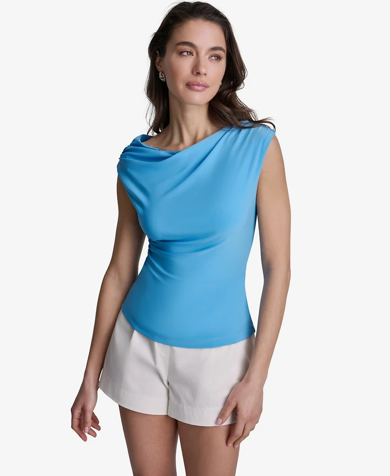 Bcbg Women's Sleeveless Ruched Boat Neck Top