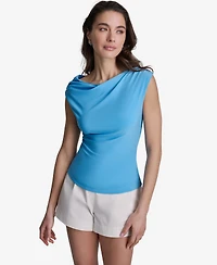 Bcbg Women's Sleeveless Ruched Boat Neck Top