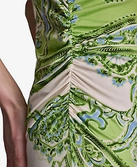 Bcbg Women's Paisley-Print Cap-Sleeve Crewneck Midi Dress