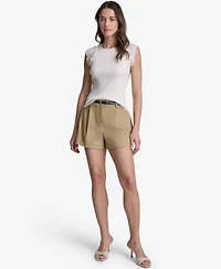 Bcbg Women's Seamed Belted High-Rise Shorts