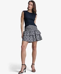 Bcbg Women's Gingham Smocked-Waist Pull-On Mini Skirt