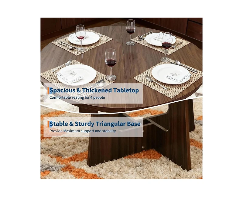 gaomon 4-Person Farmhouse Round Dining Table with Triangular Pedestal