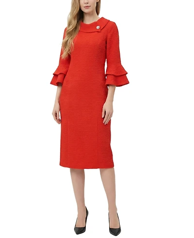 Ny Collection Women's 3/4 Sleeve Shawl Collar Dress