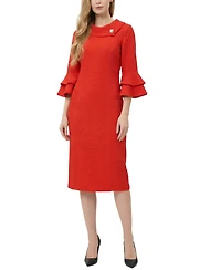 Ny Collection Women's 3/4 Sleeve Shawl Collar Dress