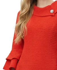 Ny Collection Women's 3/4 Sleeve Shawl Collar Dress