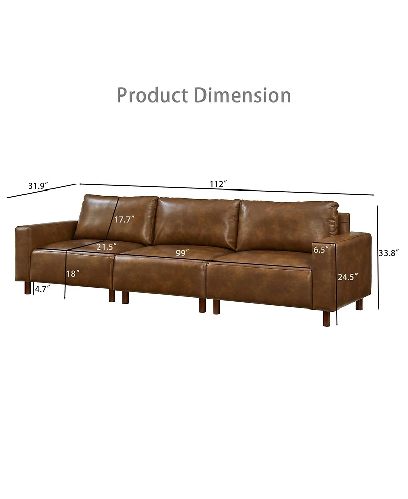 Streamdale Furniture Luxury Brown Faux Leather 2-Piece Sofa & Loveseat Set