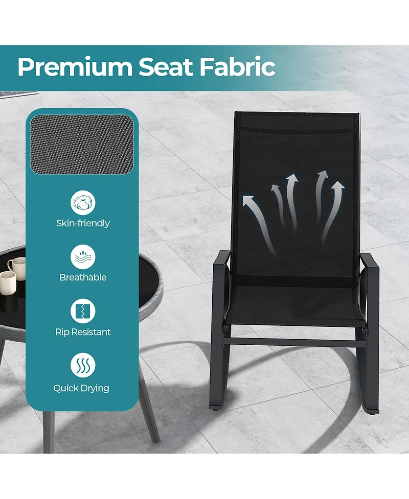 Gymax Pcs Patio Rocking Chairs w/ Ergonomic Backrest Seat Safe Stoppers for Backyard