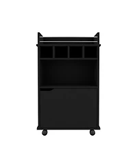 flynama Bar Cart with 2 Open Shelves, 4 Cubbies and Closed Cabinet