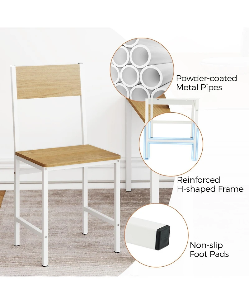 Gouun Industrial Dining Chairs Set of 4 with Metal Legs and Slanted Back