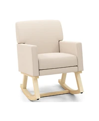 Gouun Upholstered Rocking Chair with Padded Seat and Solid Wood Base