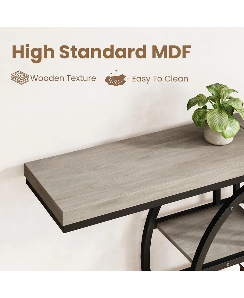 gaomon Industrial Narrow Console Sofa Table with O-Shaped Metal Frame and 5-Tier Storage, Entryway Table