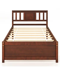 Gymax Bed Frame w/ Headboard Wood Slat Support No Box Spring Needed