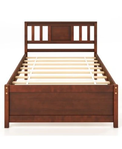 Gymax Bed Frame W Headboard Wood Slat Support No Box Spring Needed