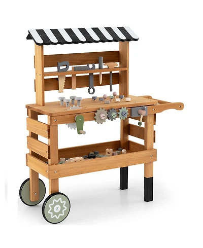 Slickblue Kids Rolling Tool Cart 2-in-1 Construction Playset Toy