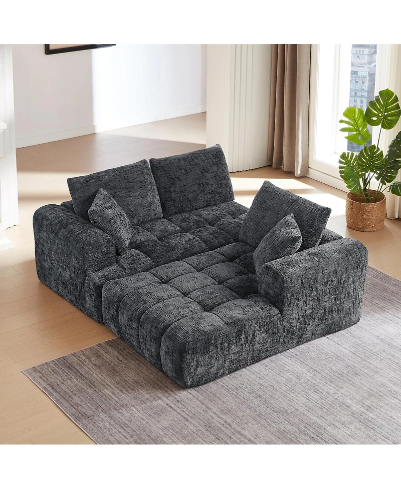 Streamdale Furniture Chenille L-Shape Luxury Sectional Sofa, Minimalist Design