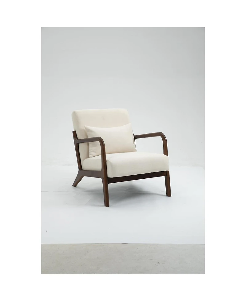 Streamdale Furniture Mid Century Modern Accent Chair with Wood Frame & Waist Cushion