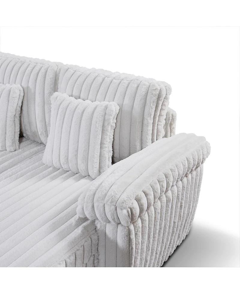 Streamdale Furniture 110" U-shaped corduroy sofa with storage, pull-out bed & coffee table