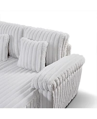 Streamdale Furniture 110" U-shaped corduroy sofa with storage, pull-out bed & coffee table