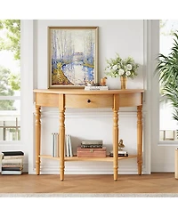 Streamdale Furniture Farmhouse Half Moon Console Table with Drawer & Shelf