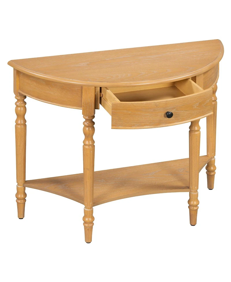 Streamdale Furniture Farmhouse Half Moon Console Table with Drawer & Shelf