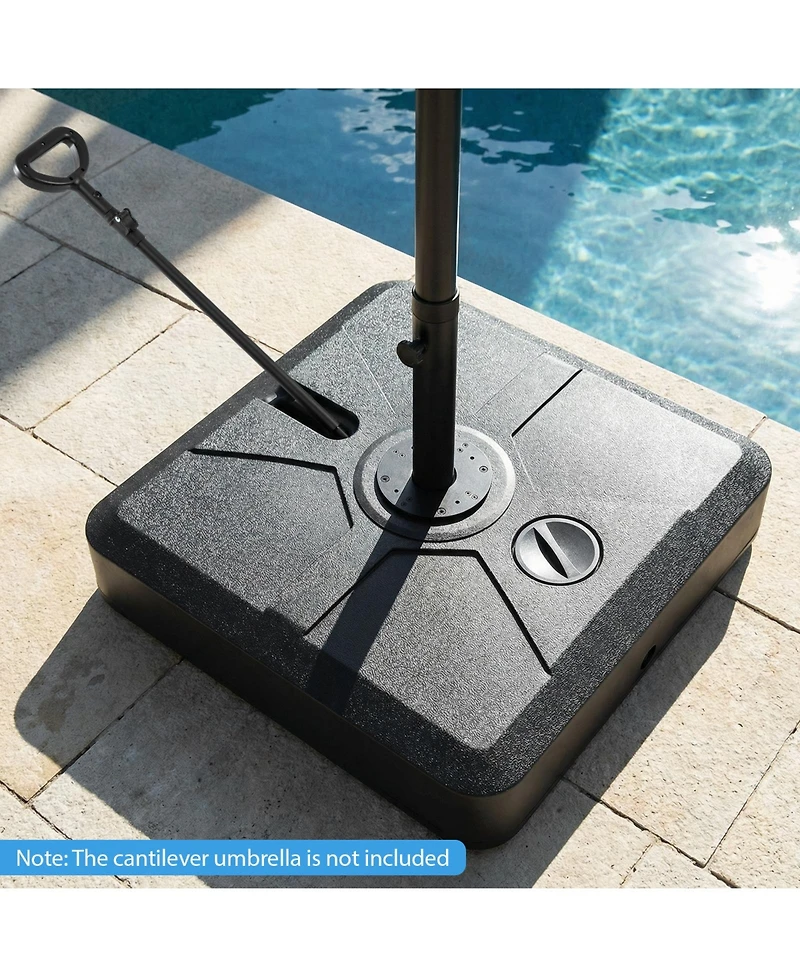 Costway Cantilever Umbrella Base with Wheels, Retractable Pull Rod, 360degree(s) Rotation for Pool