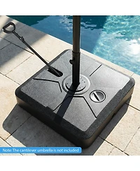 Costway Cantilever Umbrella Base with Wheels, Retractable Pull Rod, 360degree(s) Rotation for Pool