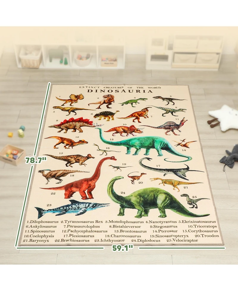 Qaba Dinosaur Pattern Foam Play Mat, 6.6' x 4.9'