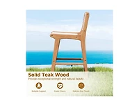 Slickblue Patio Counter Height Bar Stool with Paper Rope Seat and Teak Frame