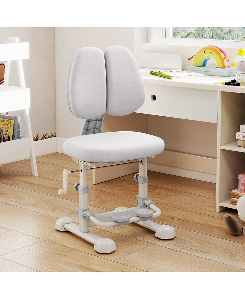 Gouun Kids Study Chair with Double Backrest, Adjustable Height and Footrest