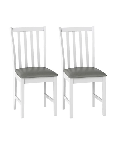 Gouun Wooden Dining Chairs Set of 2 with Pvc Leather Cushion and Hollowed Backrest