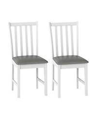 Gouun Wooden Dining Chairs Set of 2 with Pvc Leather Cushion and Hollowed Backrest