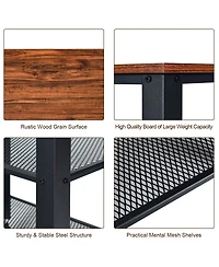 Gouun 2-Tier Rolling Bar Cart with Anti-Fall Guardrail and Lockable Wheels