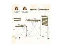 Lucky One 3 Piece Patio Acacia Wood Bistro Set Folding Chairs Slatted Tabletop